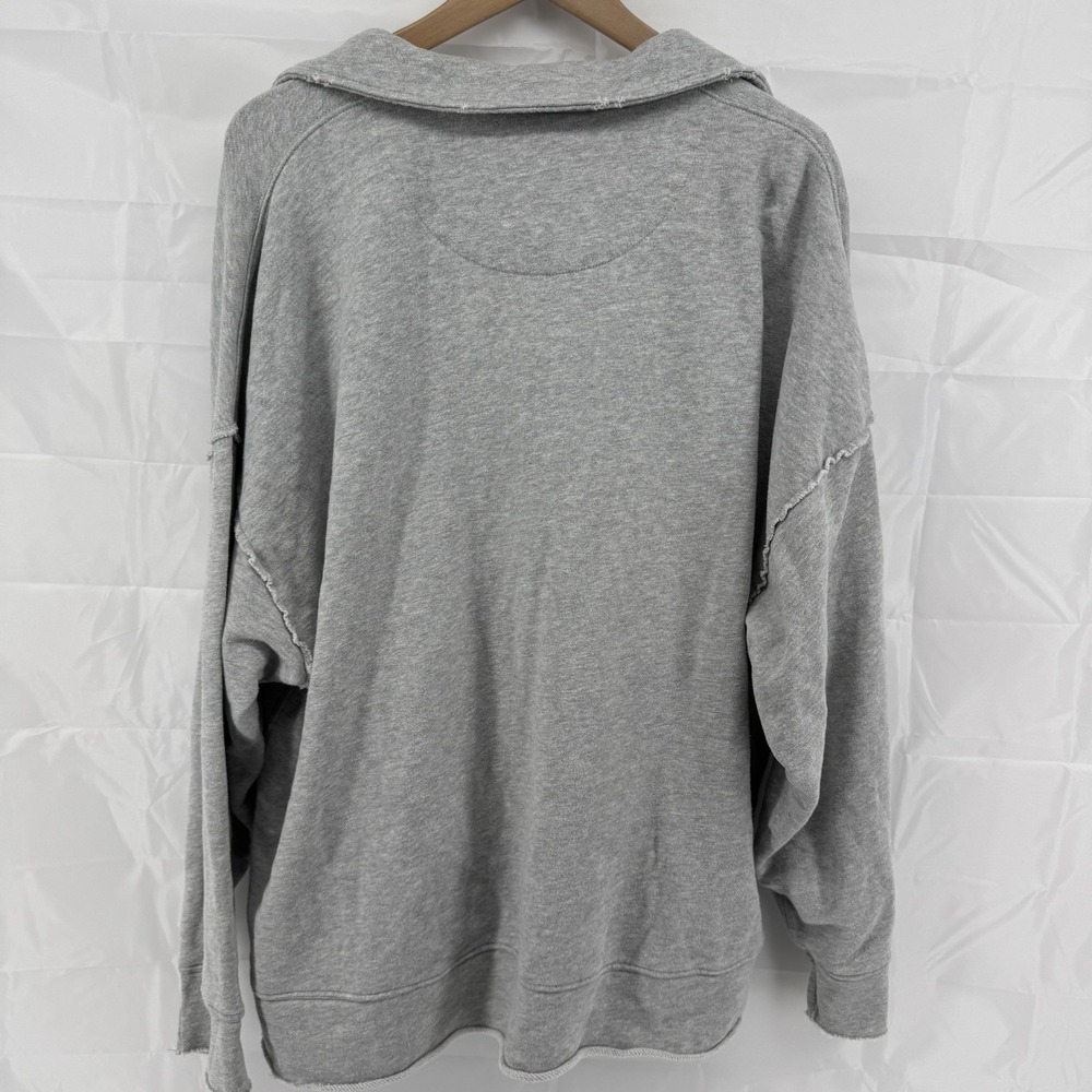 Aerie Sweatshirt Womens Sz L V Neck Pullover Oversized Relaxed Fit Gray Lounge - Picture 3 of 13